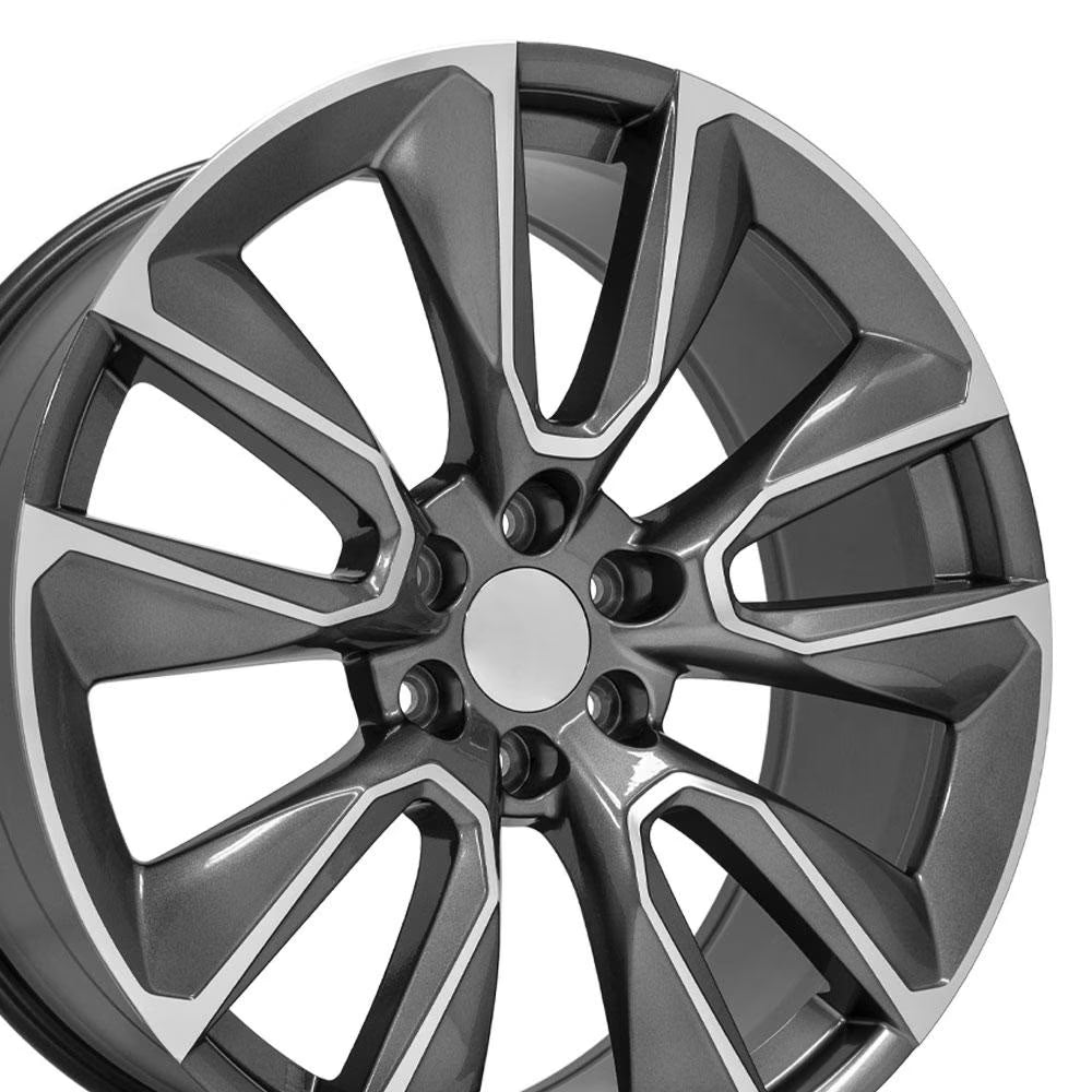 OE Wheels LLC 24 inch Rims Fits Silverado Suburban Tahoe Sierra Yukon Escalade 6x139.7 CV32 24x10 Gunmetal Machined SET