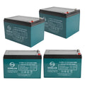 4 Pack 6-DZM-12 6DZM12 12V 12Ah Rechargeable Lead Acid Battery Nuts and Bolts for 48V Mobil Scooter Electric Go Kart Golf Cart Wheelchair Razor Dirt Quad Bike MX650 MX500 Motorcycle