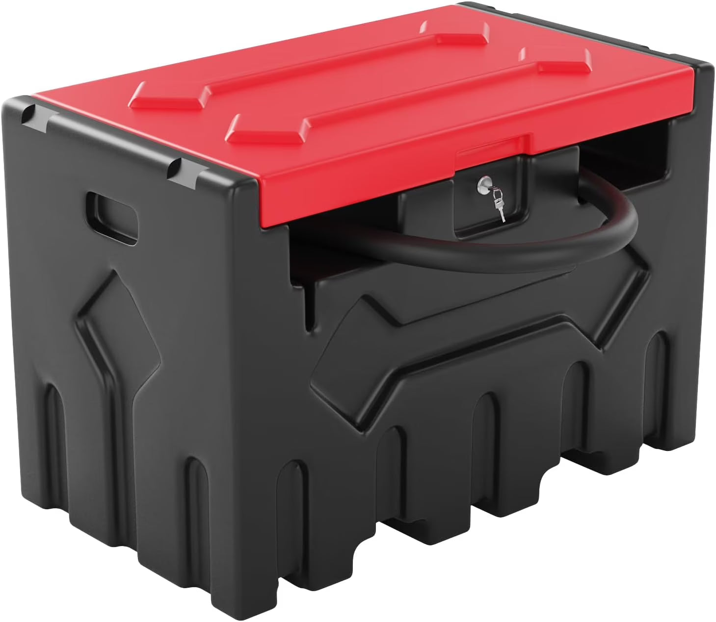 52 Gallon Portable Diesel Fuel Tank with 12V Electric Transfer Pump, High Flow Rate 10 GPM, Durable Diesel Transfer Tank with 13ft Hose & Auto Nozzle for Easy Diesel Transportation, Black & Red