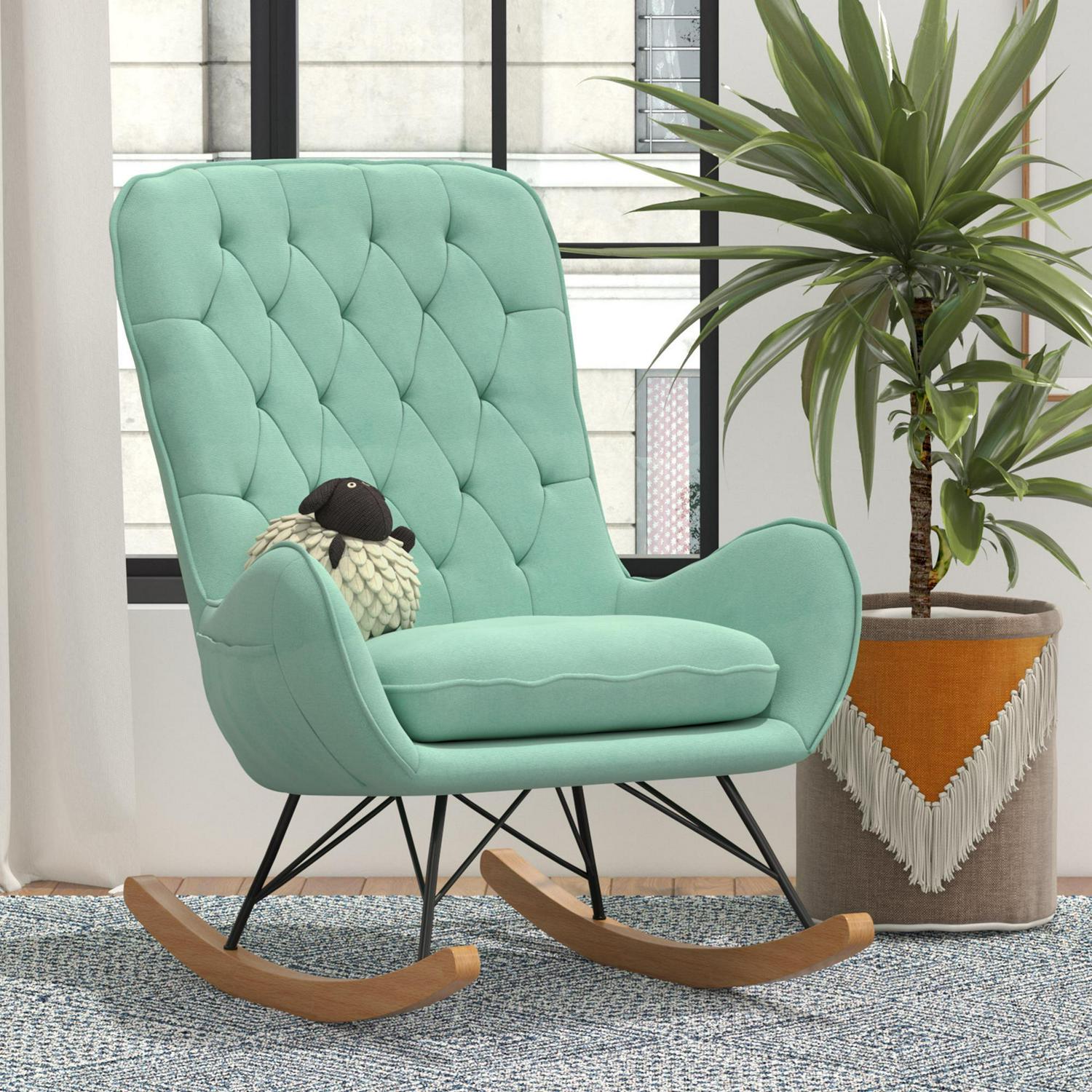 Baby Relax Noah Rocker Chair with Side Storage Pockets. Teal