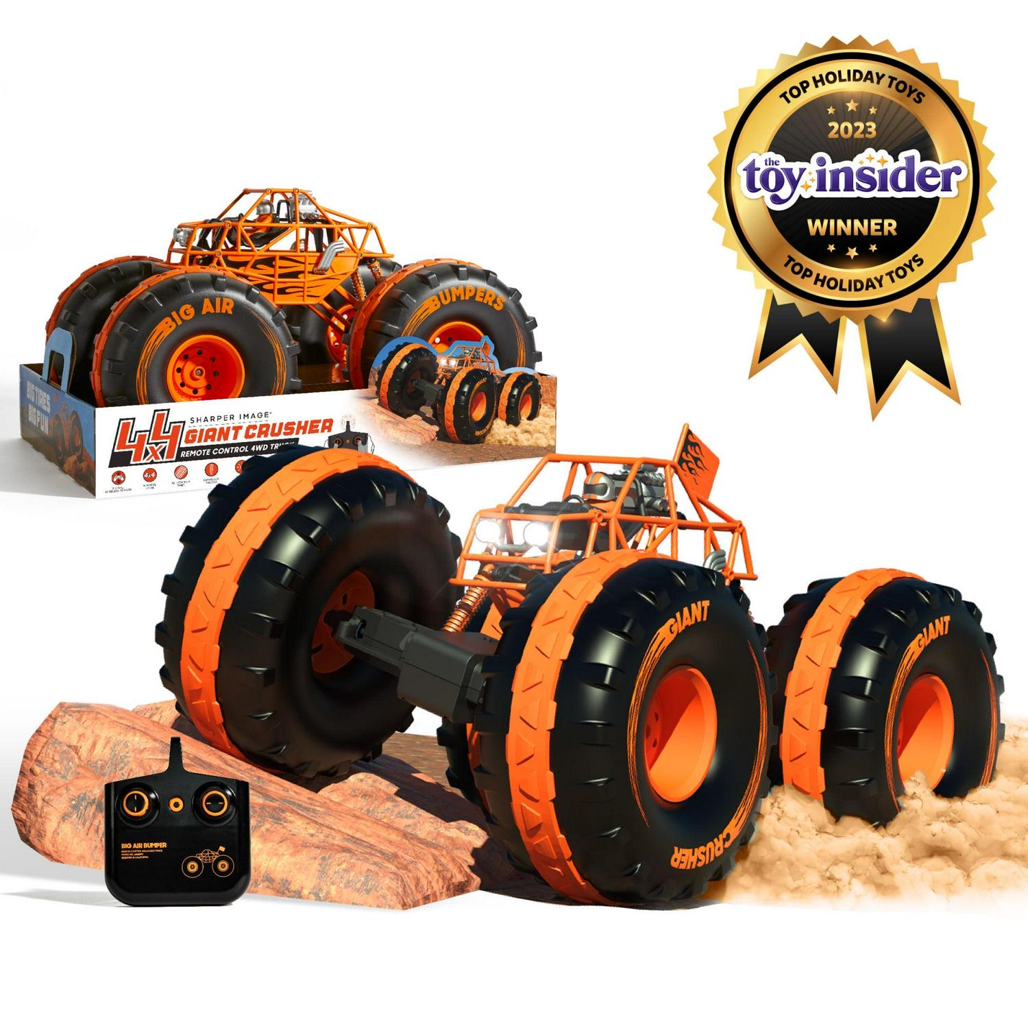 Sharper Image? 4¡Á4 Giant Crusher Remote Control 4WD Truck. High-Speed Off-Road Monster Truck. Orange