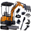 MS15PRO 1.5 Tons Crawler Small Digger Hydraulic Excavator with Bucket Hydraulic Thumb Clip, Bilateral Hydraulic Pilot, 13.5 HP EPA Gasoline Engine Trencher Digger Machine for Factory, Garden, Farms,