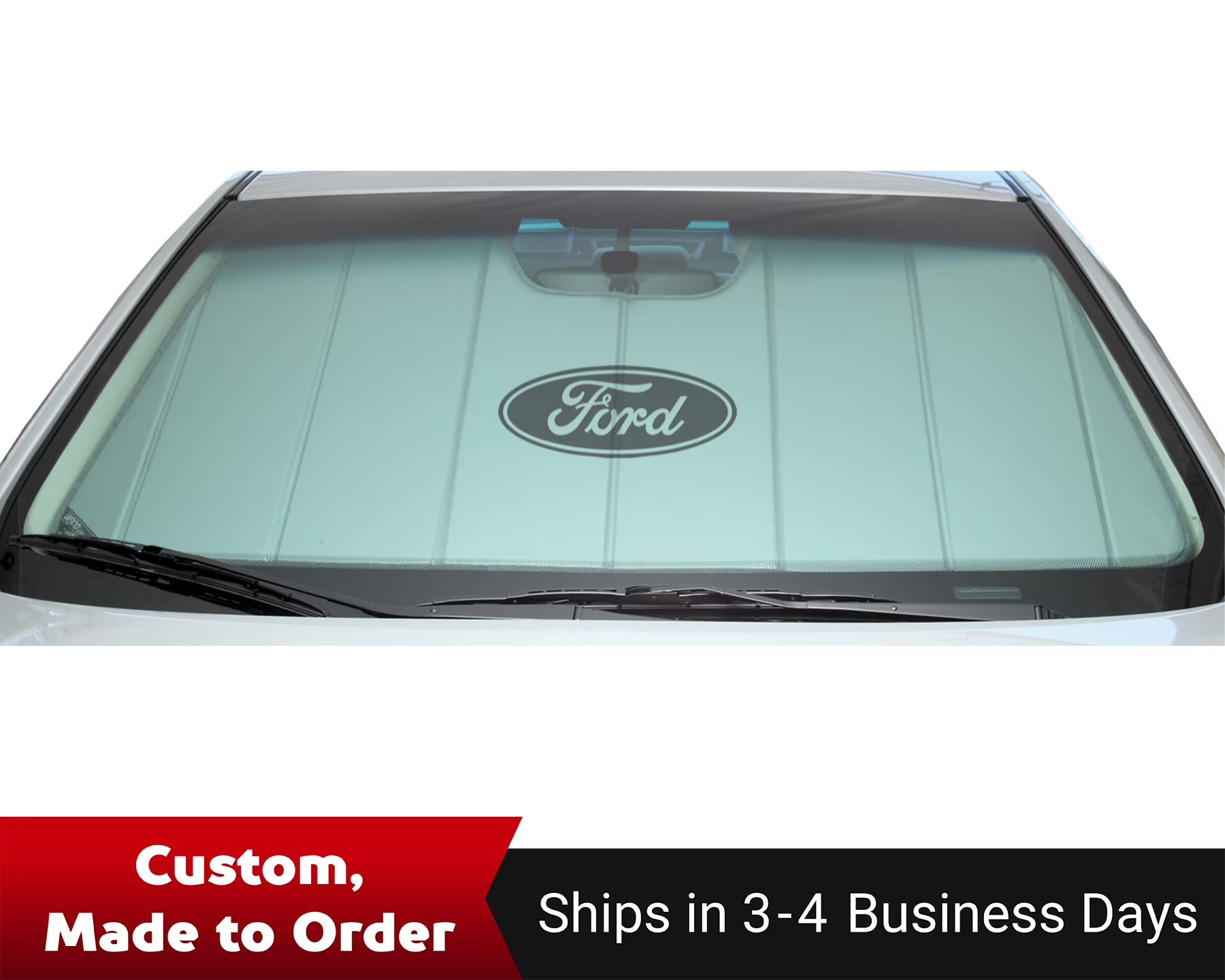 Covercraft UVS100 Custom Sunscreen with Black Ford Oval logo for 2020-2024 Ford Explorer | UFF11665SV | Silver