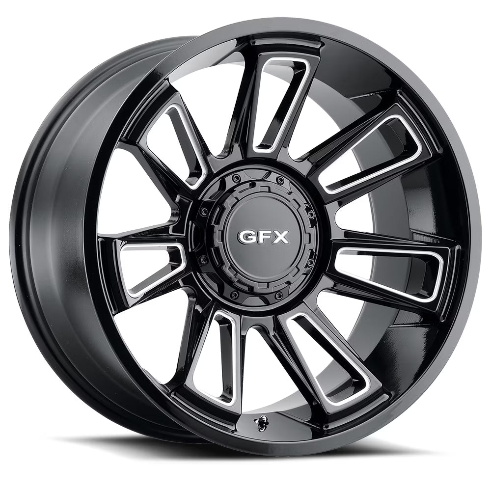 TR21 Custom Wheel 20x9 inch 6-135 Bolt-Pattern 12 Offset Gloss Black Milled Rim Style Split 7 for Truck