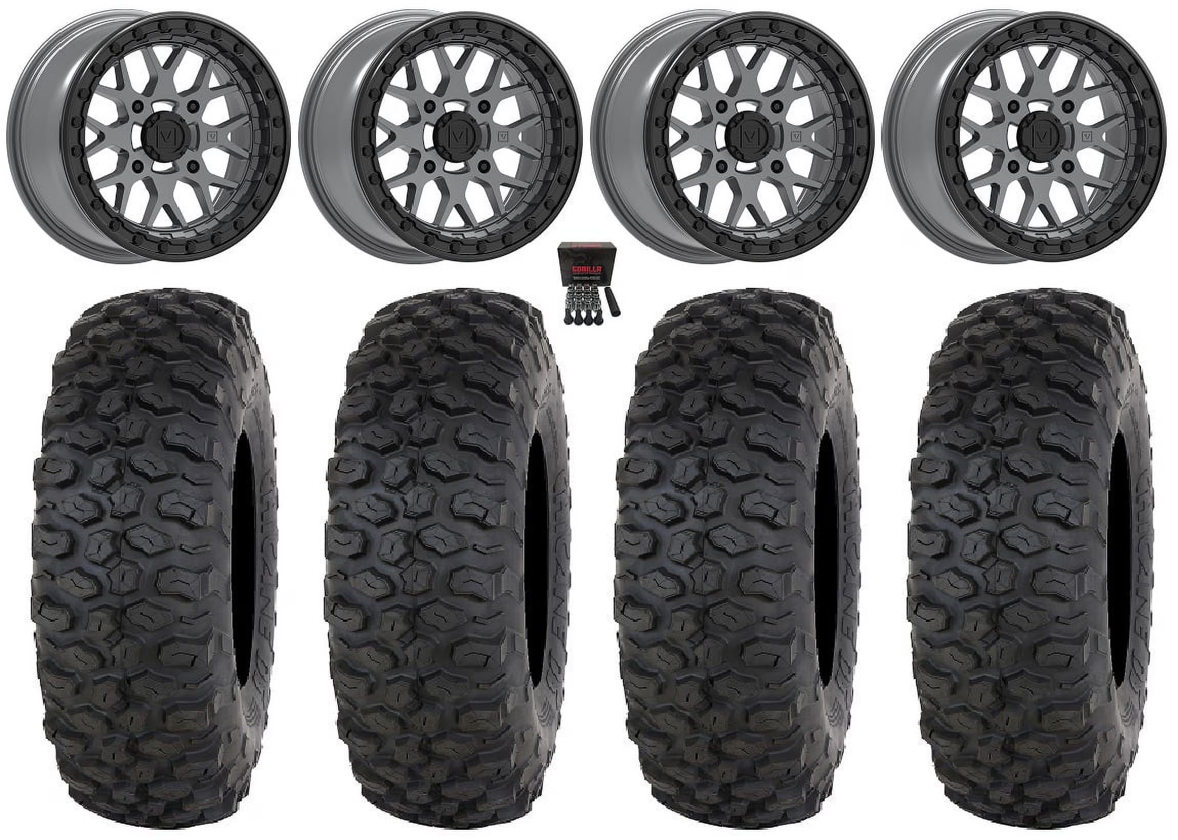 Valor V07 Beadlock 15  Wheels Graphite 35  Chicane DS Tires Sportsman RZR Ranger