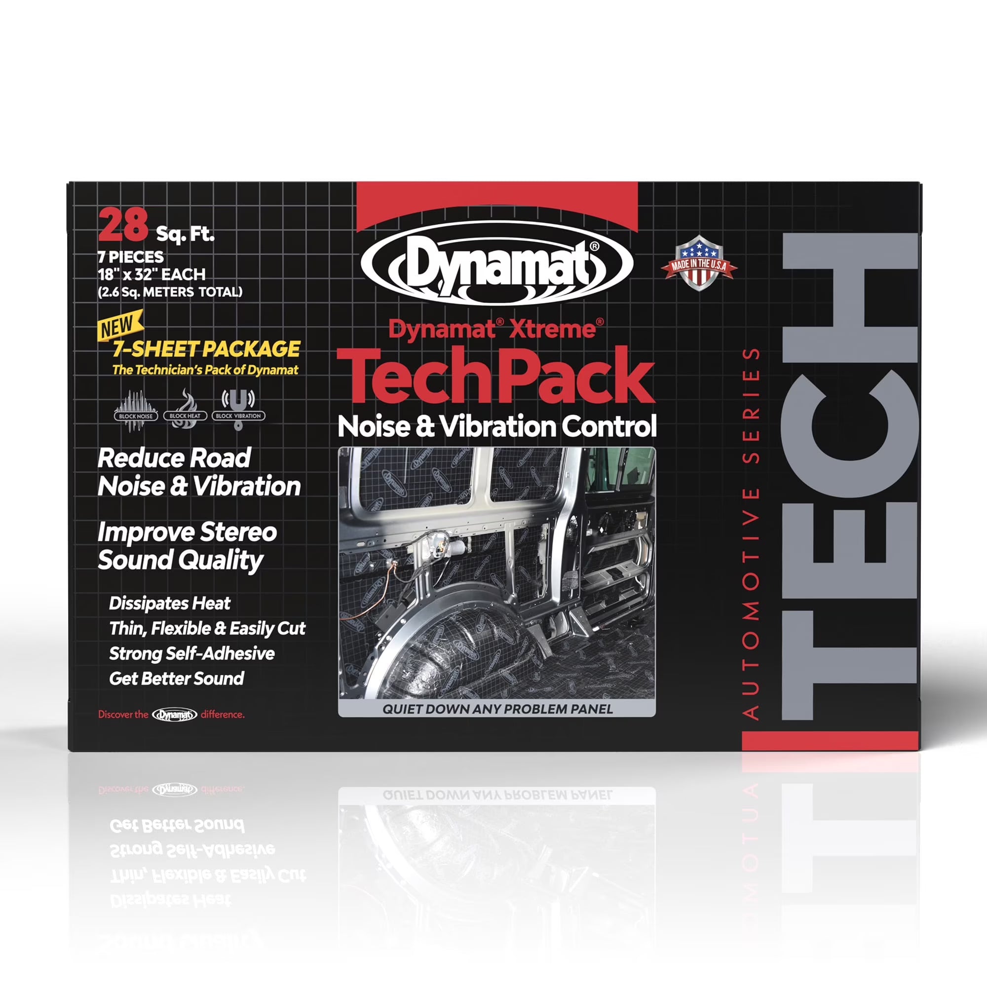 Dynamat Xtreme Tech Pack Sound Deadening Car Insulation ?C Noise Dampening Kit for Floor, Doors, Panels, Hood, Engine or Trunk ?C Easy Self Adhesive Install ?C 7 Sheets, 18??x32?? Each, 28 sq ft Total