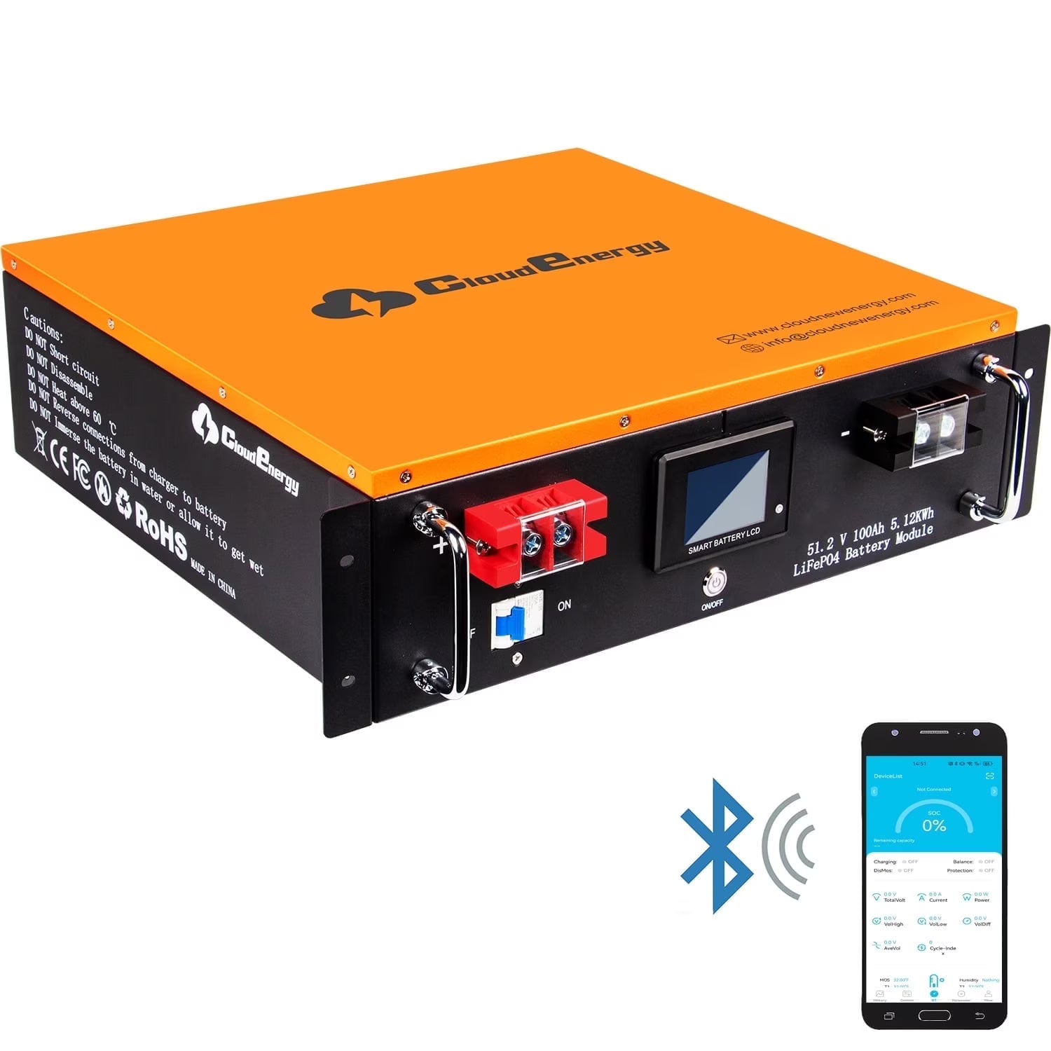 48V 100Ah Wall & Rack 2 in 1 Mounted lifepo4 Lithium Battery,with Touchable Smart Display & Mobile APP,6000+ Life Cycles & 10-Year Lifetime,RV, Solar, Marine, Overland, Off-Grid