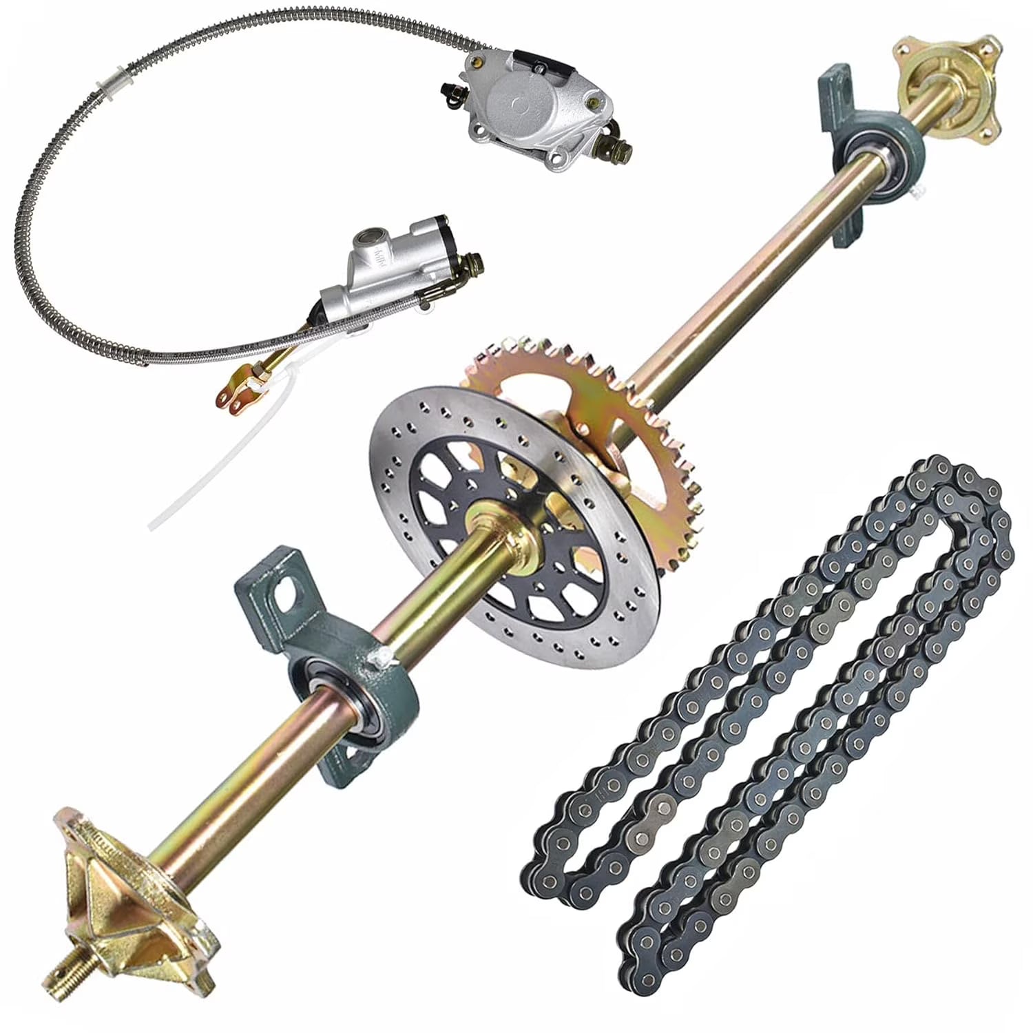 Waltyotur NEW 44  ATV Quad Go Kart Rear Live Axle Kit Sprocket Brake Wheel Hub