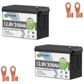 2Pack 12V 300Ah LiFePO4 Lithium Battery,TCBWORTH Batteries for RV,Solar,Marine,Camper,Home Energy Storage,Golf Carts,off-Grid,Built in 200A BMS,15000+ Deep Cycles