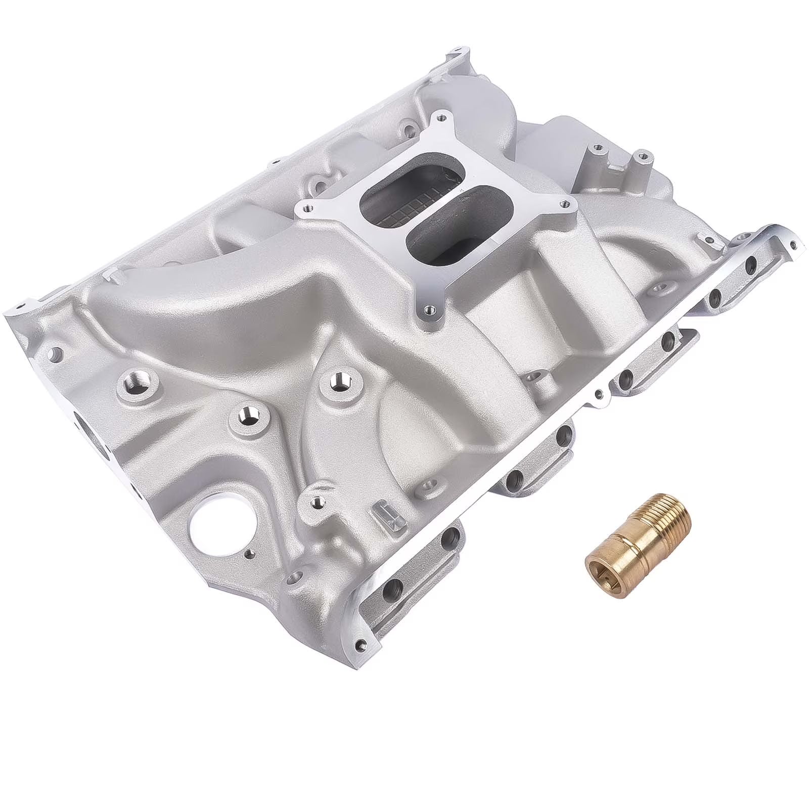 Mustrod Aluminum Dual Plane Intake Manifold Satin 7105 for Ford FE 390, 406, 410, 427 & 428ci