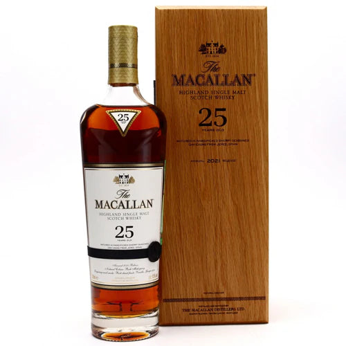 Macallan 25 Year Old Sherry Single Malt Oak Scotch Whiskey - 750ML