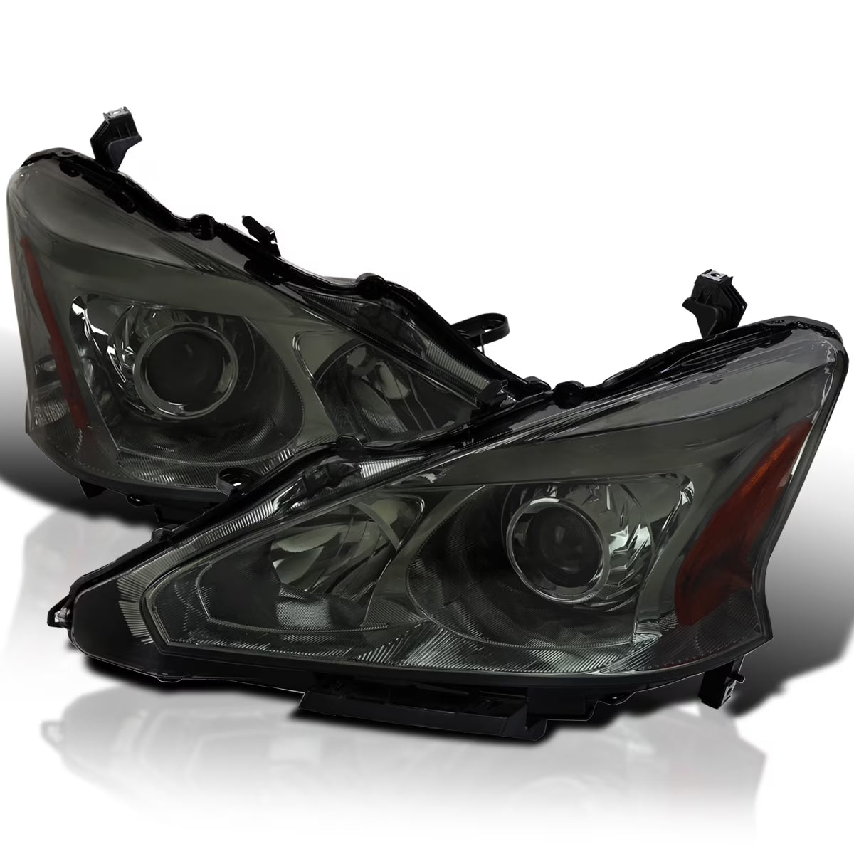 Spec-D Tuning Smoke Projector Headlights Compatible with 2013-2015 Nissan Altima Sedan, Left + Right Pair Headlamps Assembly