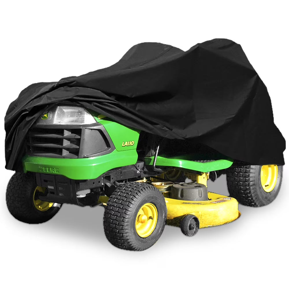 NEH Deluxe Riding Lawn Mower Tractor Cover Fits Decks up to 62  - Black - 190T Polyester Taffeta PA Coated Water and Sunray Resistant Storage Cover - 82  L x 50  W x 47  H