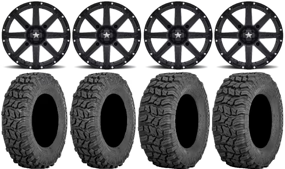 MSA Black Clutch 12  UTV Wheels 27  Coyote Tires Polaris Ranger XP 900/1000