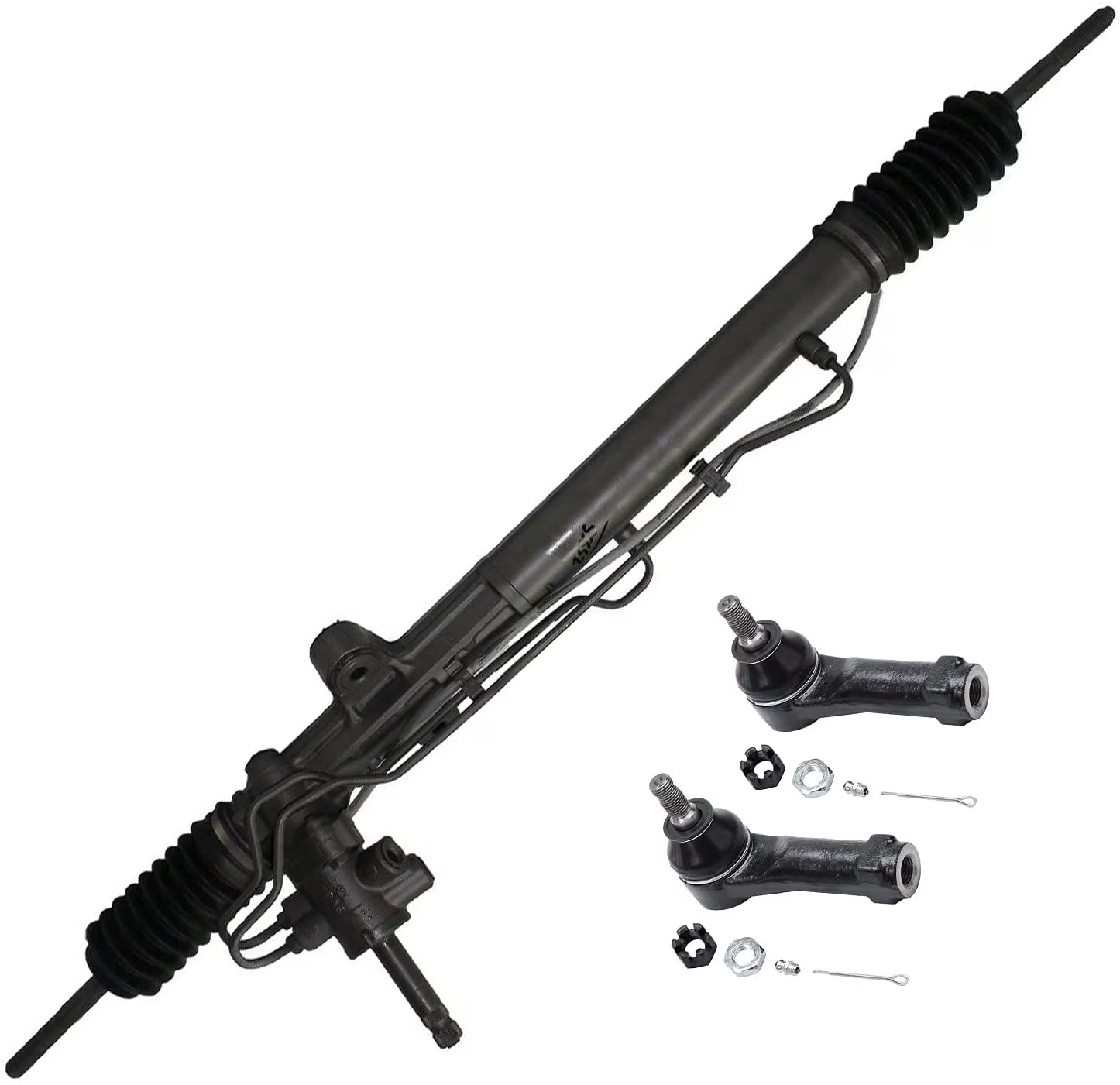 Detroit Axle - Front 3pc Suspension Kit for 1999-2004 Honda Odyssey, 1 Power Steering Rack & Pinion Assembly 2 Outer Tie Rod Ends 1999 2000 2001 2002 2003 2004 Replacement
