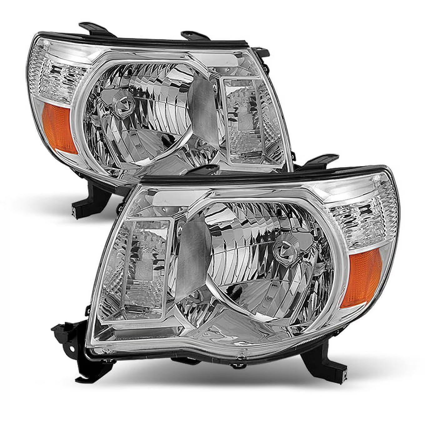 Fits 2005-2011 Toyota Tacoma Chrome Headlights Lamps Replacement Pair Left+Right