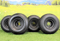 Antego Golf Cart Matte Black Rims 18x9.50-8 4 Ply Turf Tire and Wheel Combo - Set of 4