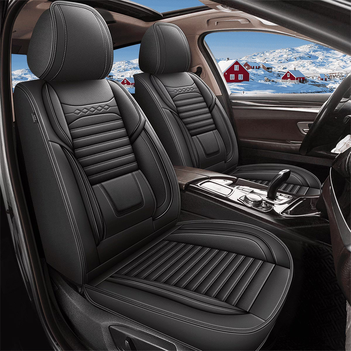 DIKSOAKR Car Seat Covers for Ford Escape 2001-2024 2025 Full Set Faux Leather Seat Covers Breathble Waterproof (2 Row 5 Seat, Black)
