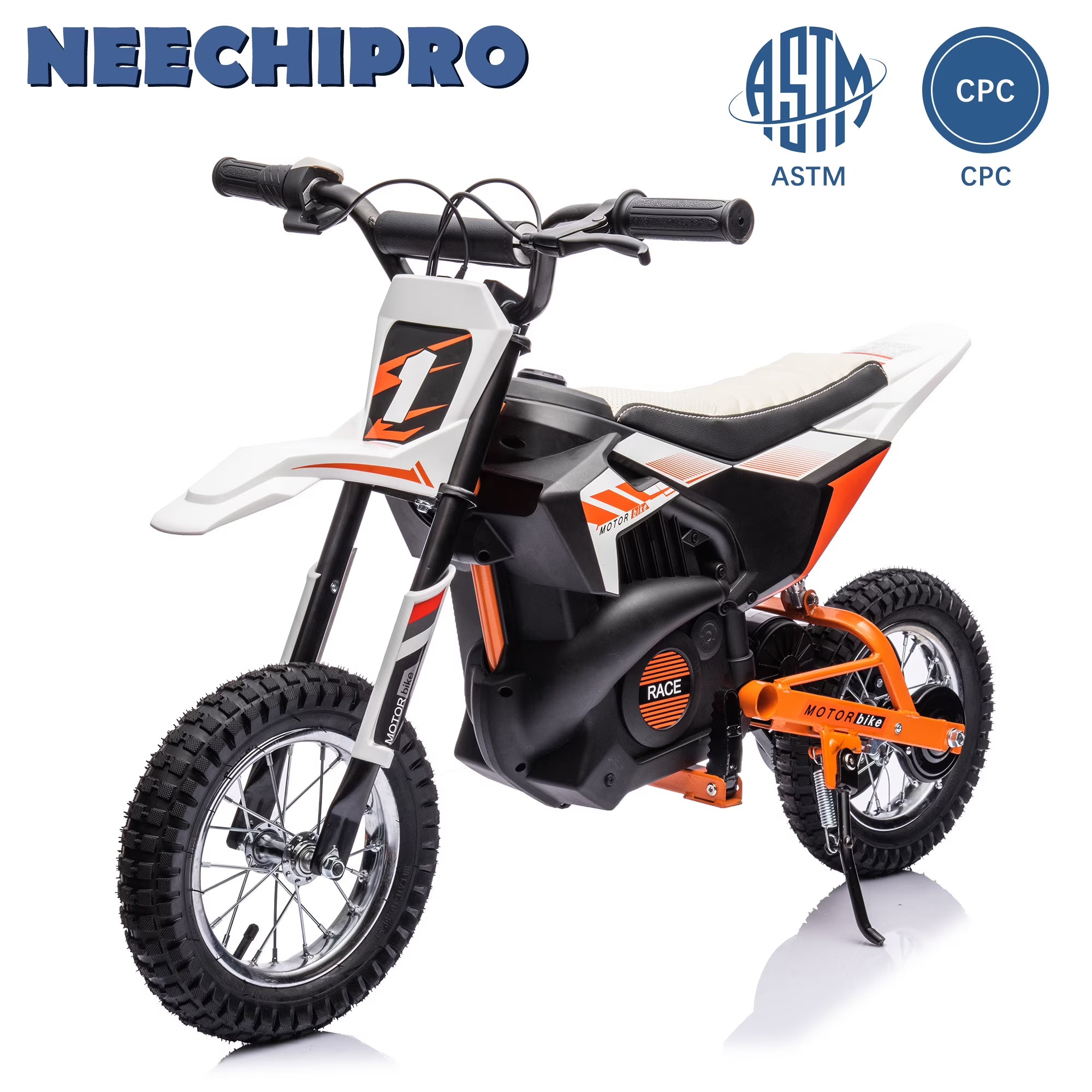 NEECHIPRO Electric Dirt Bike, 24V Electric Motorcycle Ride on Bicycle for Teens 13+,250W 13mph Max Speed,White
