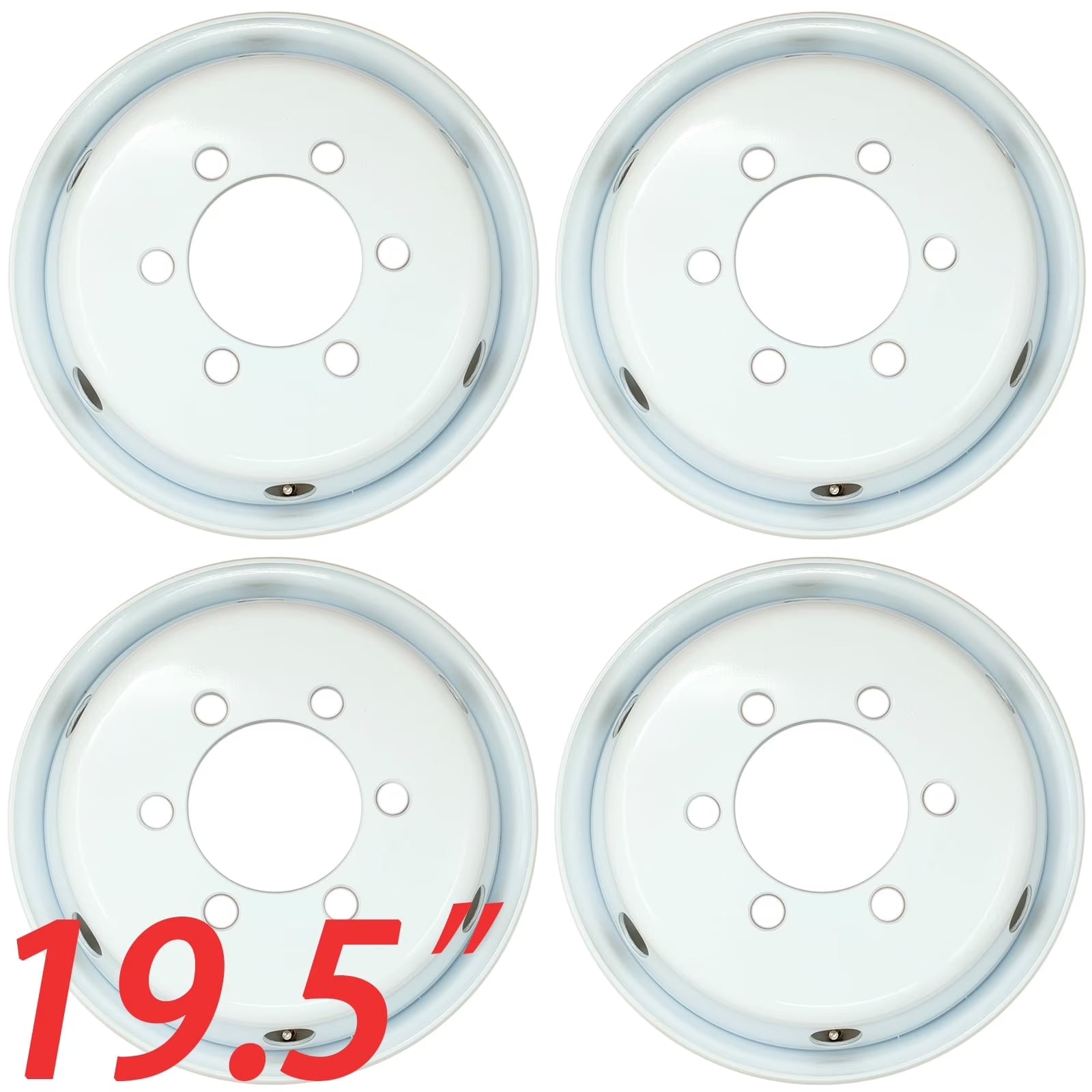 19.5  Set of 4 19.5x6 White Steel Wheels For ISUZU NPR NPR-HD NQR NRR 1995-2025 OEM Design Replacement Rim 8980939730