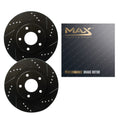 Max Advanced Brakes Front Brake Rotors Compatible With 2010 2011 2012 2013 Hyundai Santa Fe Compatible With Kia Sorento Replacement Drilled Slotted Black Coated Disc Brake Rotors