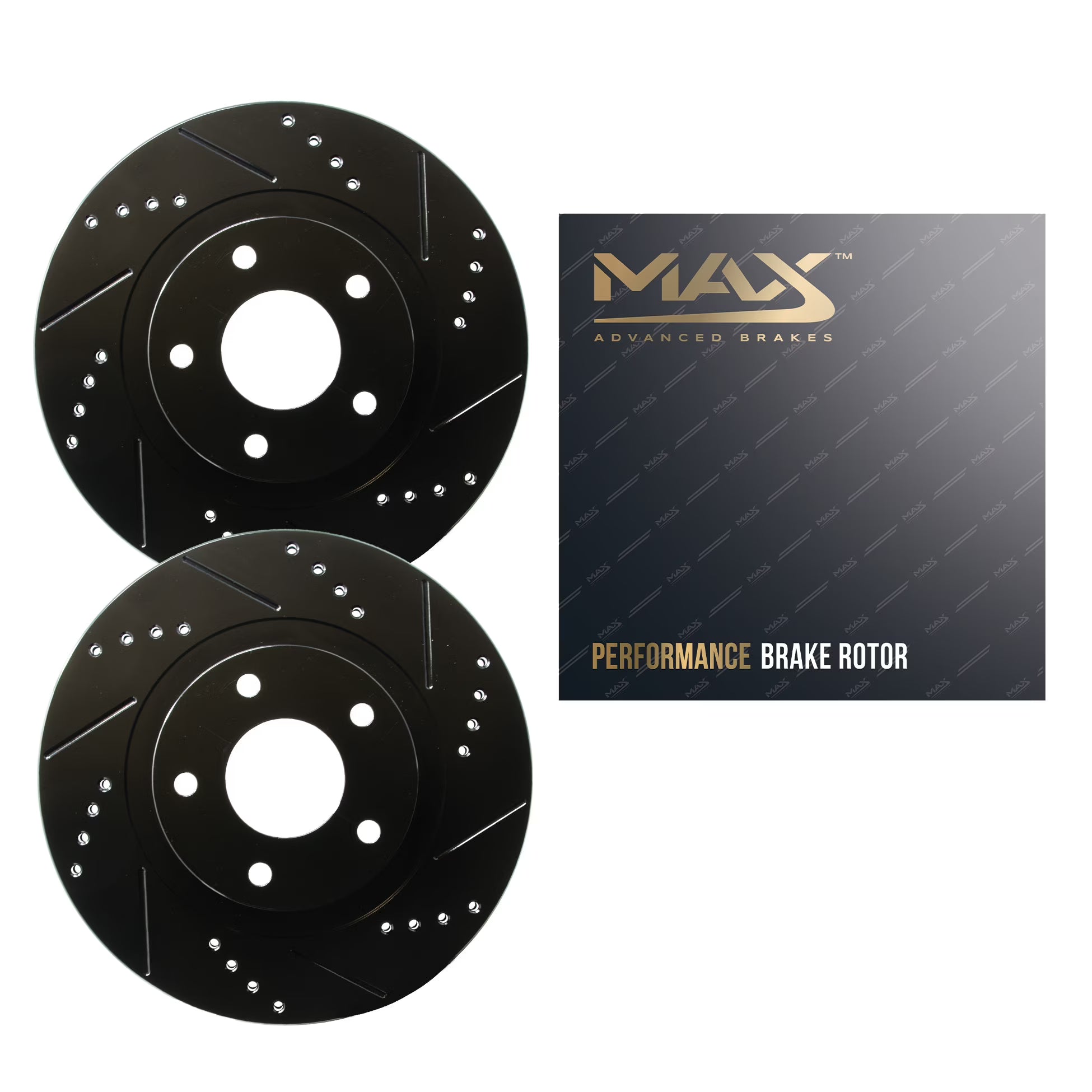 Max Advanced Brakes Front Brake Rotors Compatible With 2010 2011 2012 2013 Hyundai Santa Fe Compatible With Kia Sorento Replacement Drilled Slotted Black Coated Disc Brake Rotors