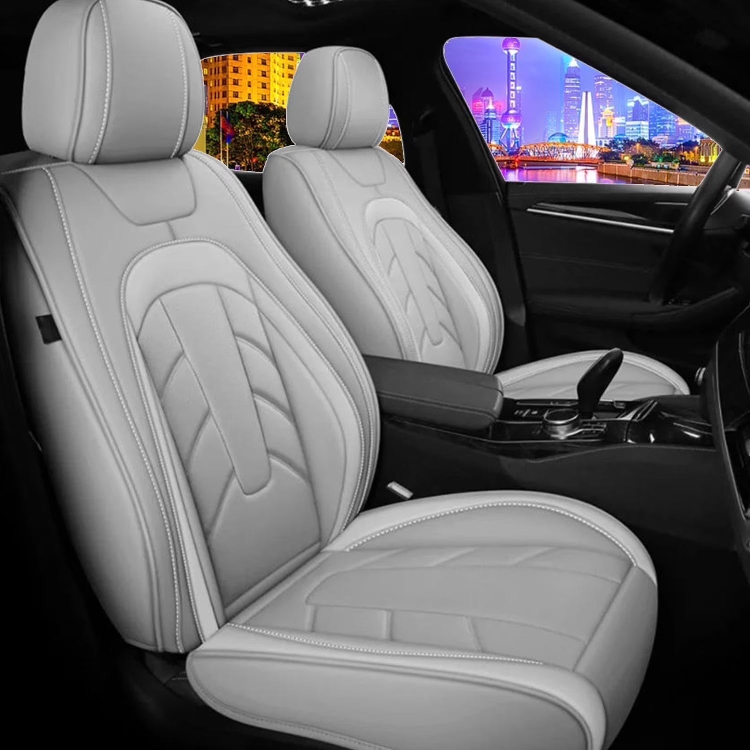 WRWolf Edge Seat Covers Car Seat Cover Full Set for Ford Edge 2007-2025,Seat Covers for Cars,Automotive Seat Covers for SUV(Gray)