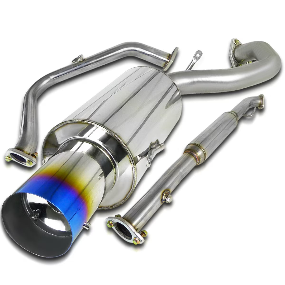Spec-D Tuning Jdm 4  Tip Catback Muffler Compatible with 1995-1999 Mitsubishi Eclipse Gs Rs 2.0L Non-Turbo