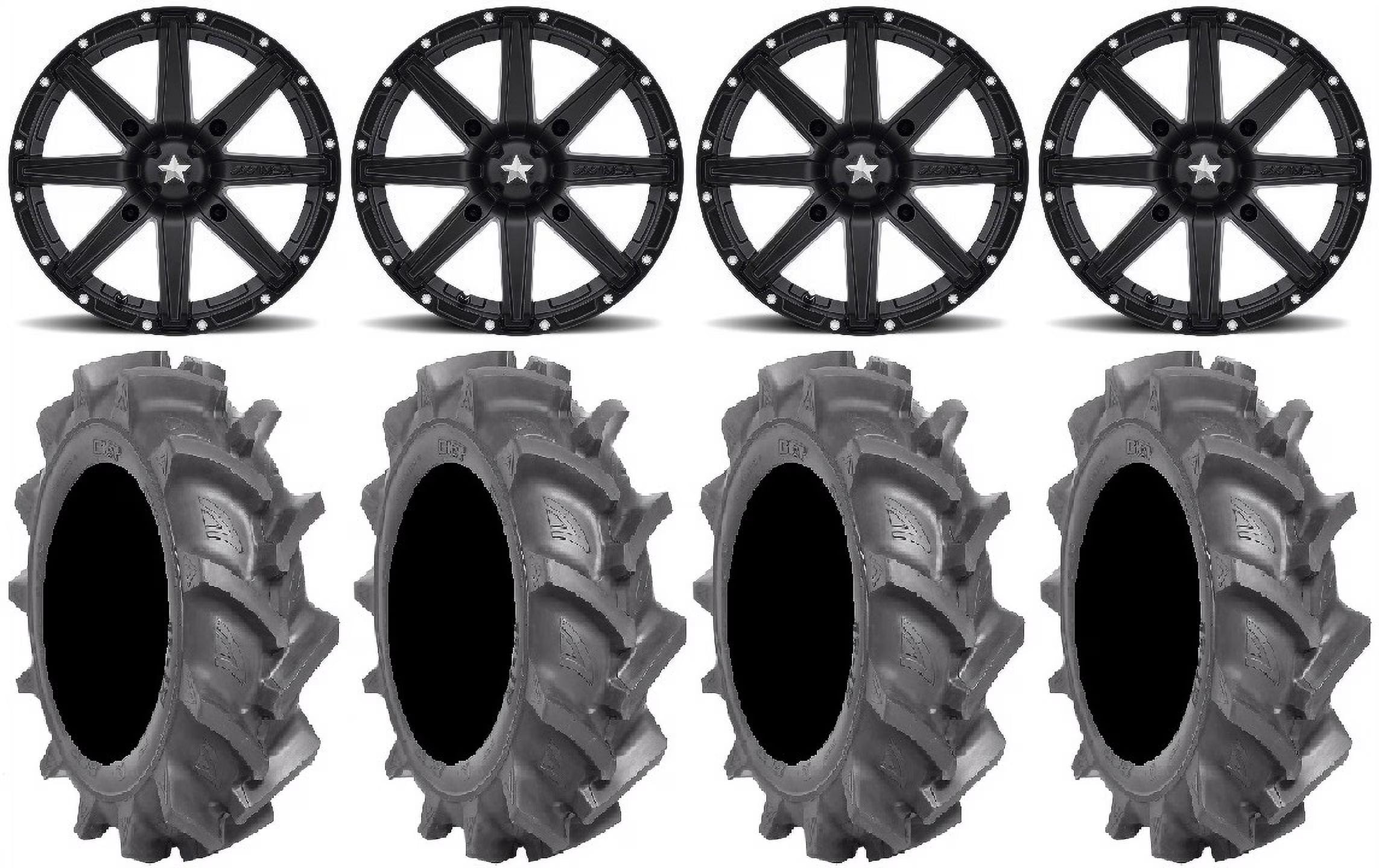 MSA Black Clutch 14  ATV Wheels 28  BKT AT 171 Tires Can-Am Commander Maverick Renegade Outlander Defender