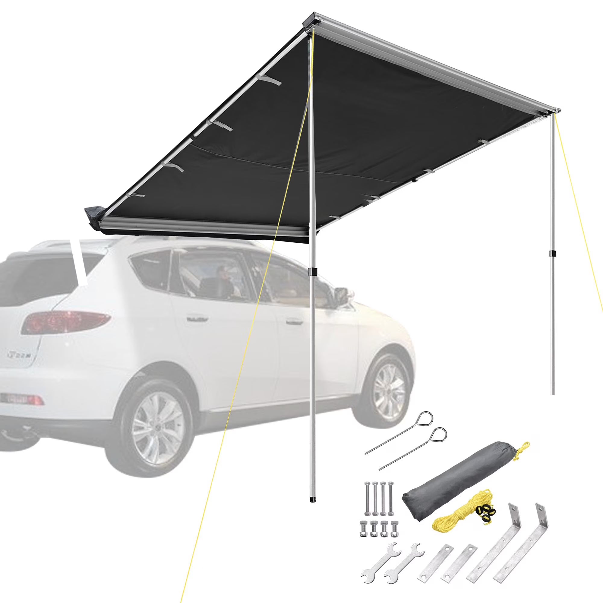 Yescom Vehicle Awning with Blackout Coating 6.6x8.4' Car Roof Rack Overlanding Shade for SUV Camping Travel