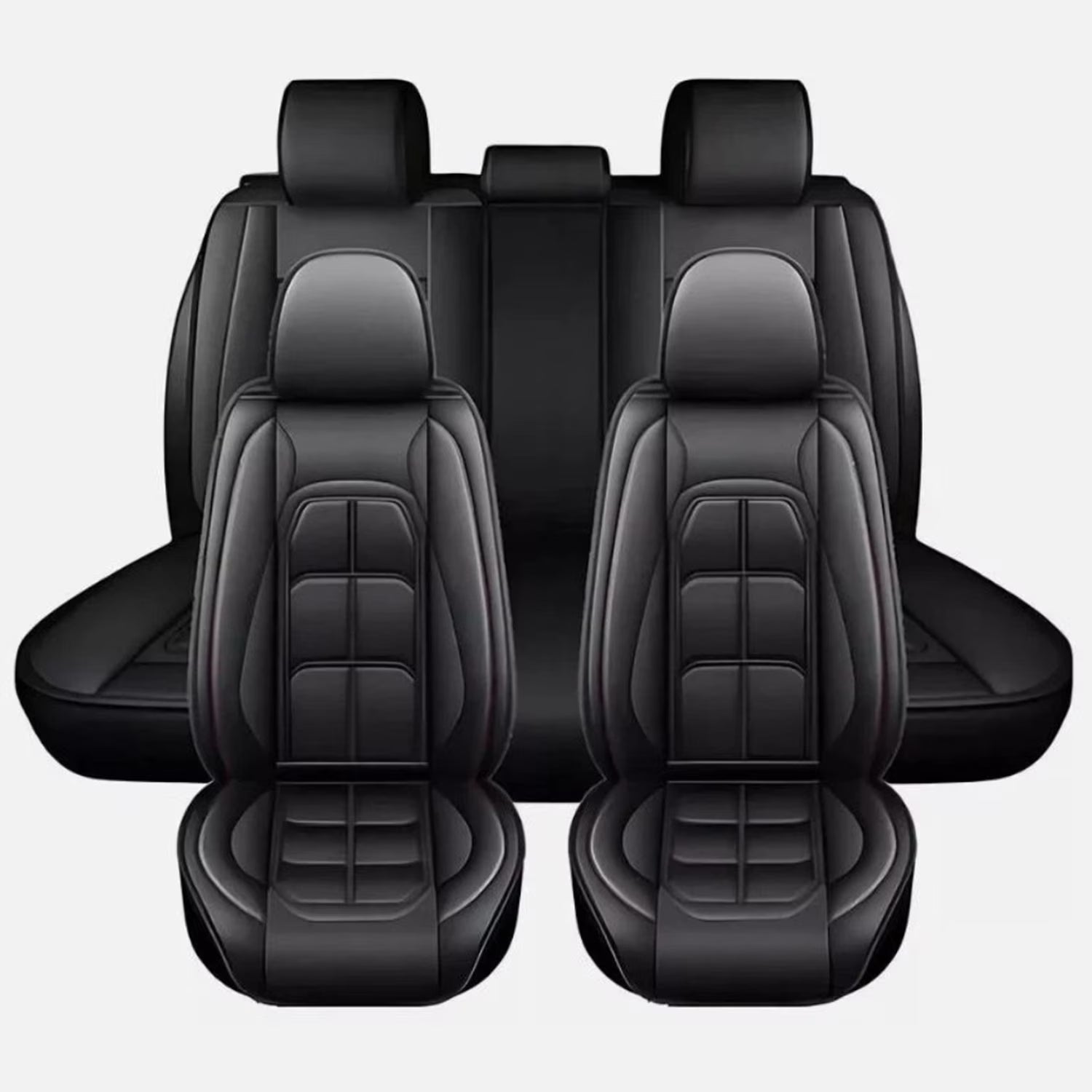WRWolf Full Set Seat Cover Fit for Honda Civic 2020-2025 Faux Leather Car Seat Protector Compatible Airbag Vehicle Cushion Covers Waterproof Carseat Seat Full Set 5 Seats (Black)