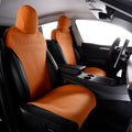 Ikon Motorsports Seat Cover Cushions Compatible With 2017-2023 Tesla Model 3, V2 Style Orange Suede Leather 1st 2nd Row 5-Seat Seat Cover Cushion Protectors