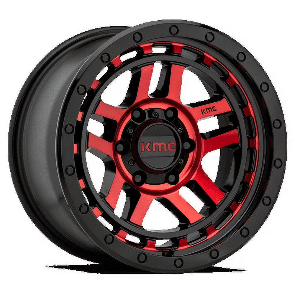 KMC Aluminum Rim KM540 RECON 18X8.5in Gloss Black Machined with Red Tint Finish, KM54088550900
