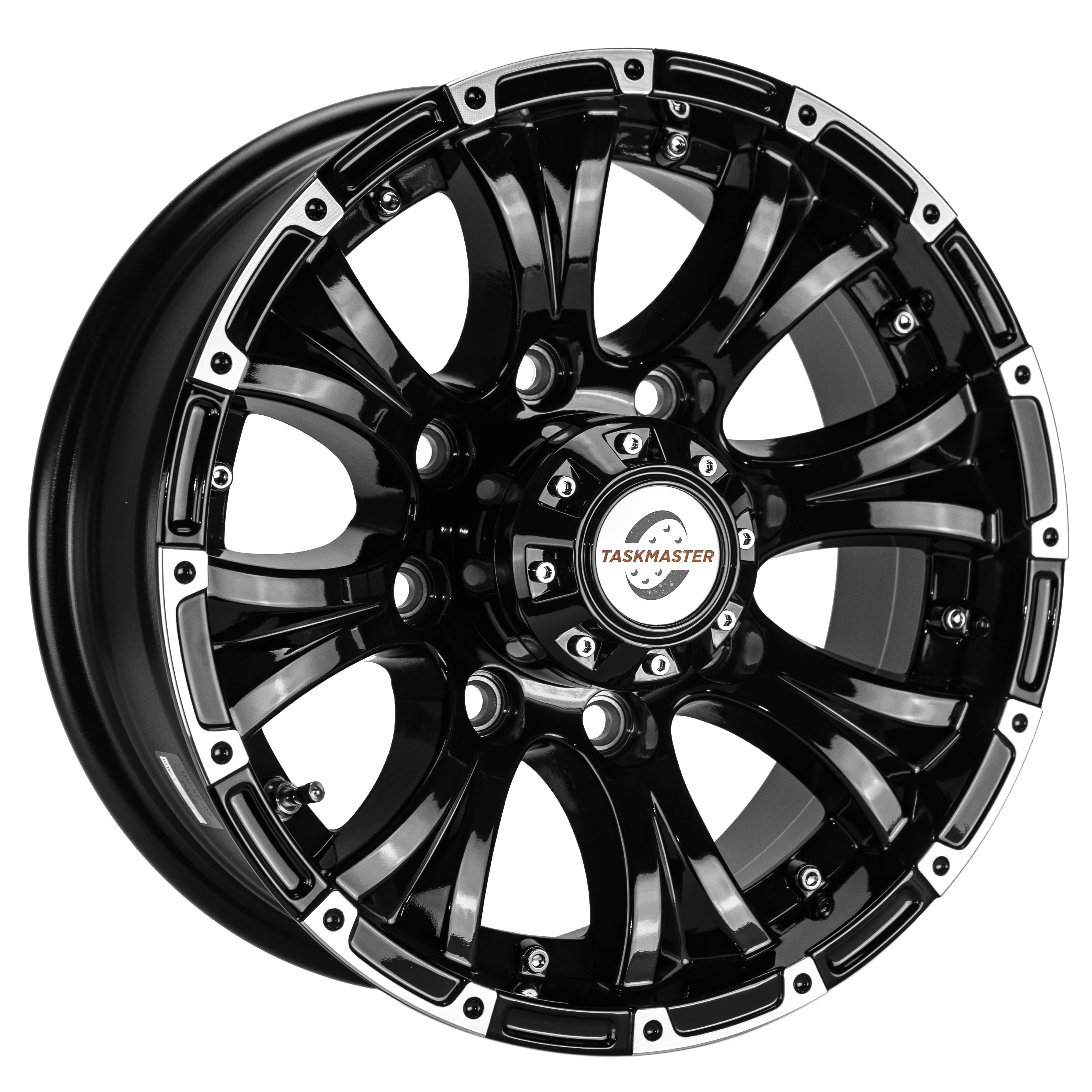 Viking Series Machined Lip Gloss Black Aluminum HD Trailer Wheel with Black Cap - 16  x 6.5  8 On 6.5 - 4450 LB Load Carrying Capacity - 0 Offset