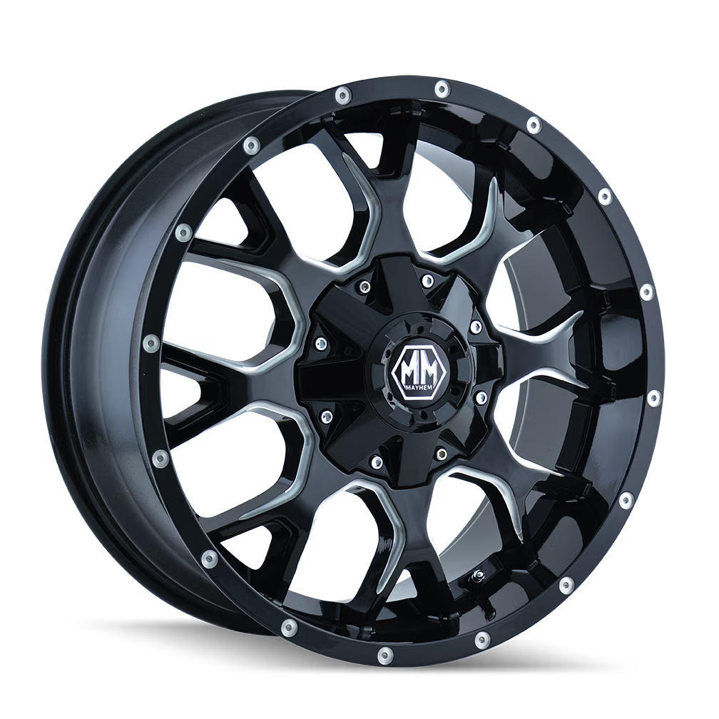 Mayhem Warrior-8015 20X9 6X120/6X139.7 30Et 78.1Cb Black W/Milled Spokes