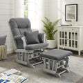 Angel Line Monterey II Glider and Ottoman. Gray Finish with Dark Gray Cushions