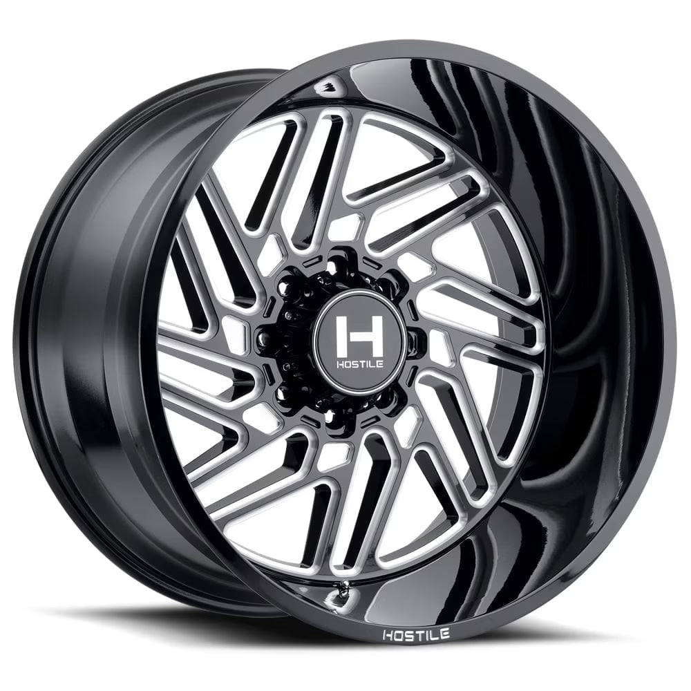 24x14 Hostile H116 Jigsaw Blade Cut (Blk Milled) Wheel 8x170 (-76mm)