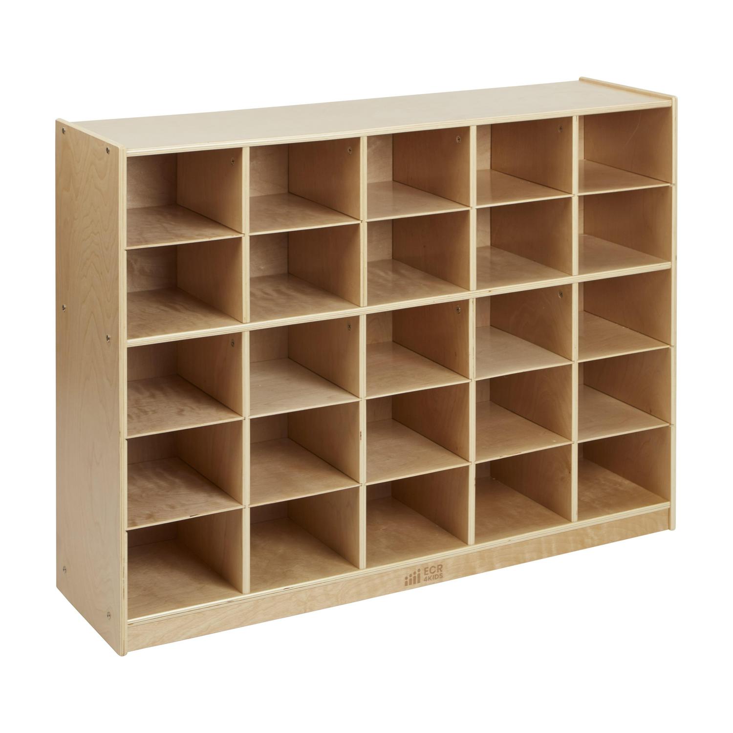 ECR4Kids 25 Cubby Mobile Tray Storage Cabinet. 5¡Á5. Natural