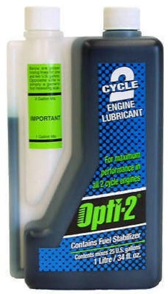 Interlube Opti-2 20112 34 oz Bottle of 2-Cycle Oil Lubricant With Fuel Stabilizer - Quantity of 2