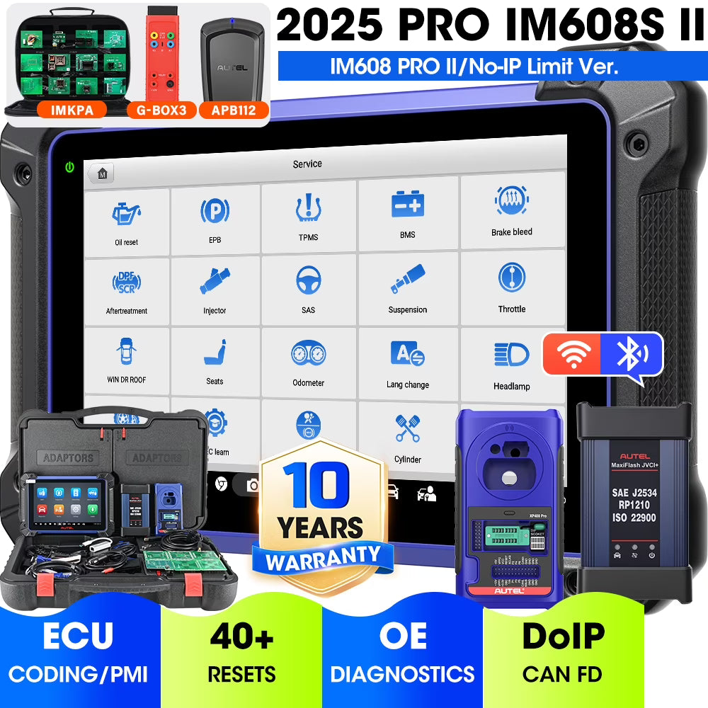 Autel MaxiIM IM608 II Key Fob Car Diagnostic Scan Tool with XP400 PRO, Advanced , CANFD/DoIP, with Free MKPA-KIT, G-BOX2 & APB112