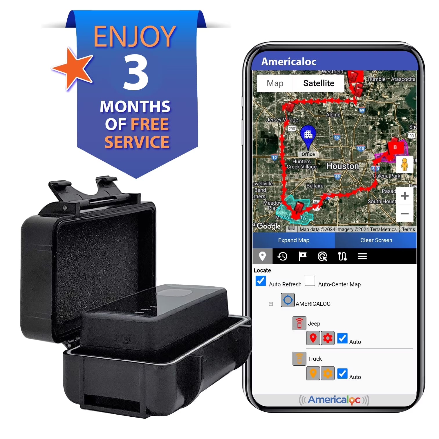 Americaloc GL300MXW Series GPS Tracker. Pay as you go. Magnet included.