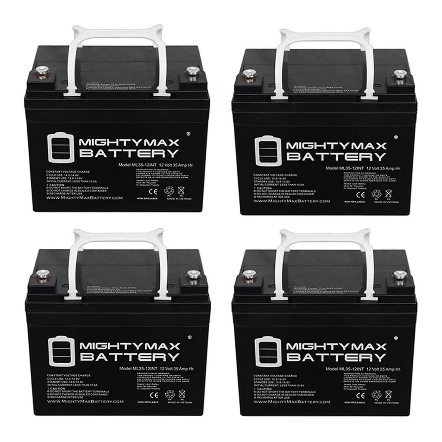 12V 35AH INT Replacement Battery for Pride Legend Scooter - 4 Pack