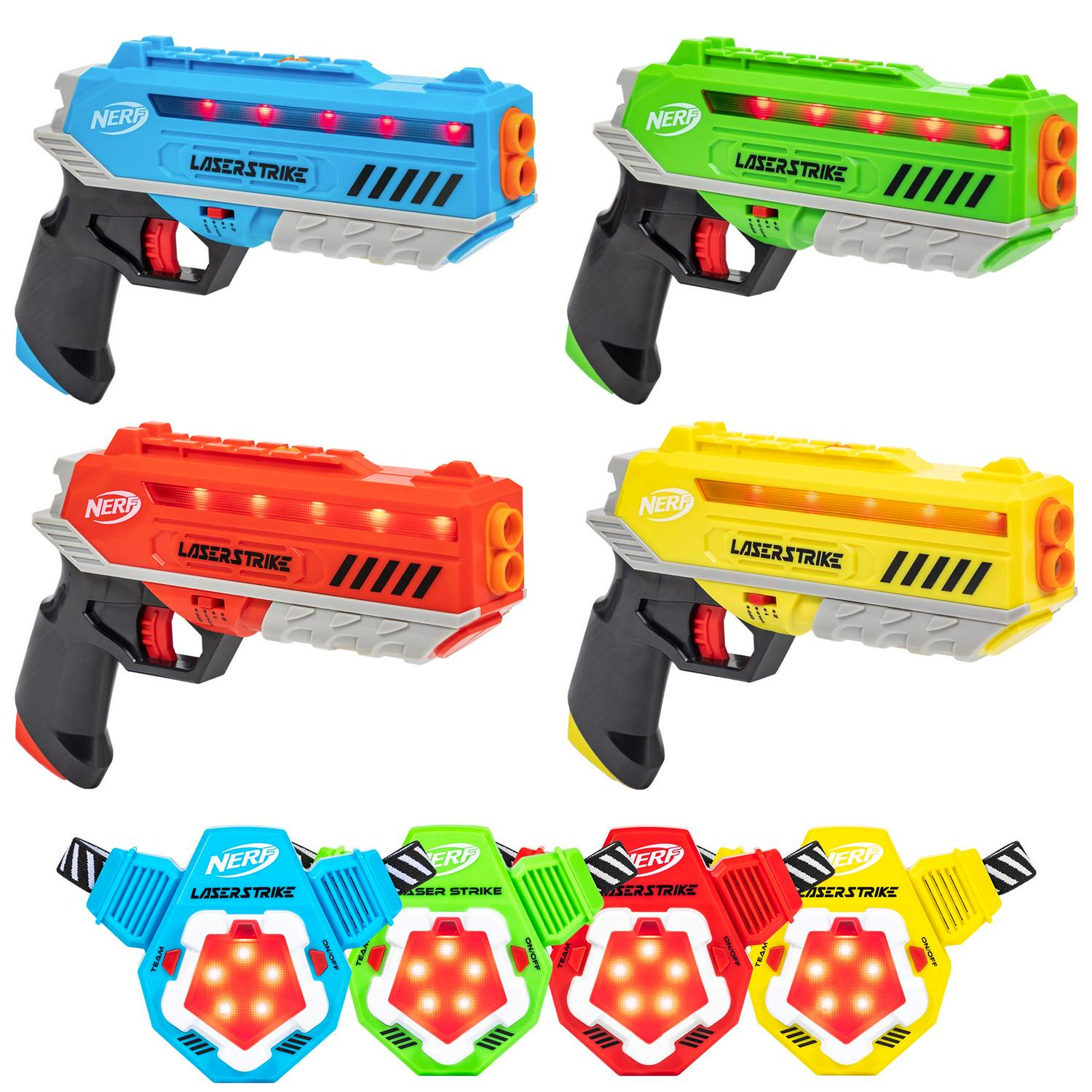 Nerf Laser Strike Laser Tag 4 Pack Blaster Set with Chest Plates. Game for Kids 8 years and up. Families and Adults!