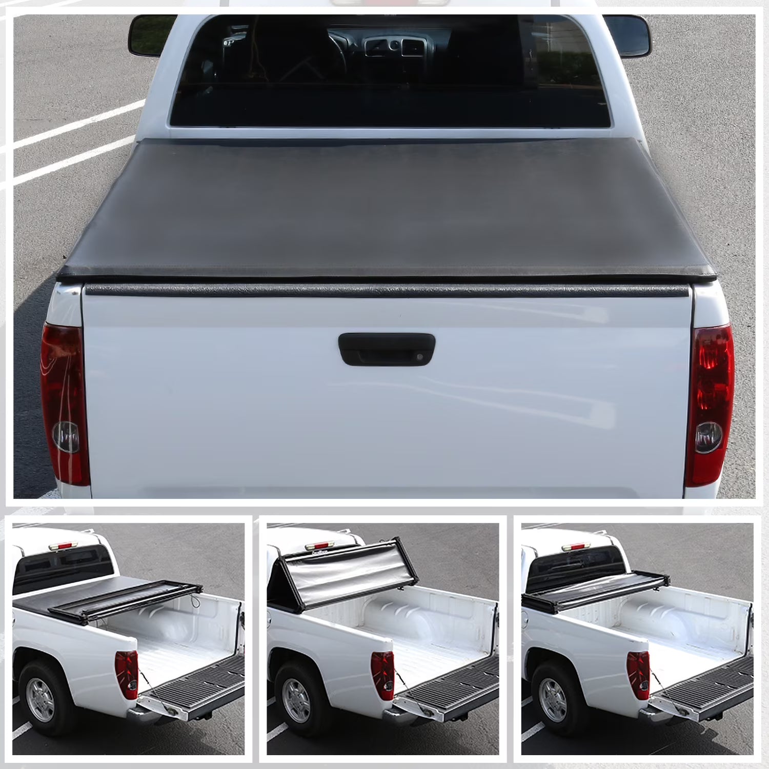 Spec-D Tuning Soft Tri-Fold Vinyl Tonneau Cover Compatible with 2016-2019 Toyota Tacoma 6' Short Bed