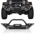 BoardRoad Front Bumper W/Led Lights Winch Plate D-Rings Fits 1987-06 Jeep Wrangler TJ YJ