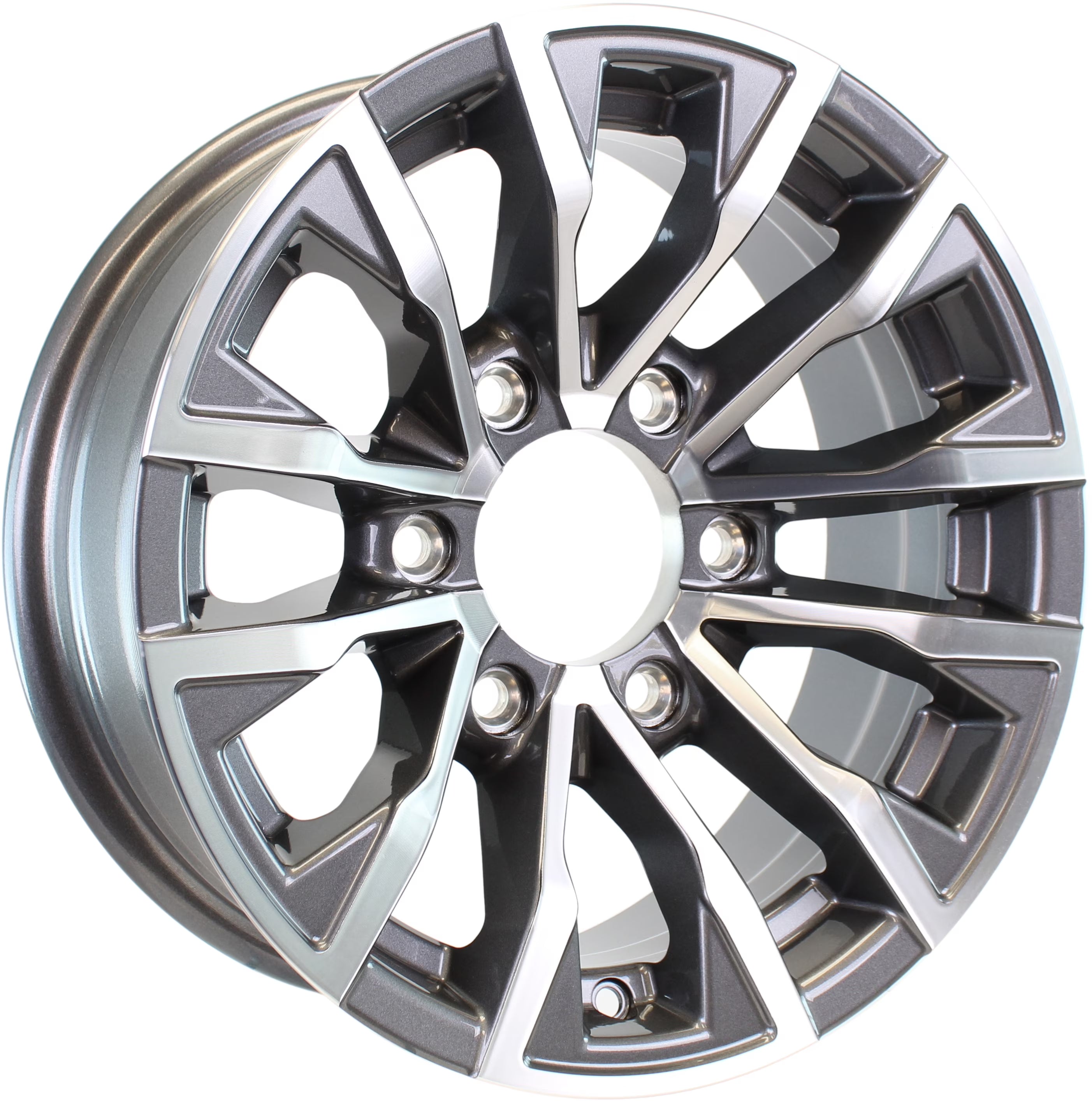 eCustomrim Aluminum Trailer Wheel 15X6 15  6 Lug 5.5 Center Edge Gun Metal Rim