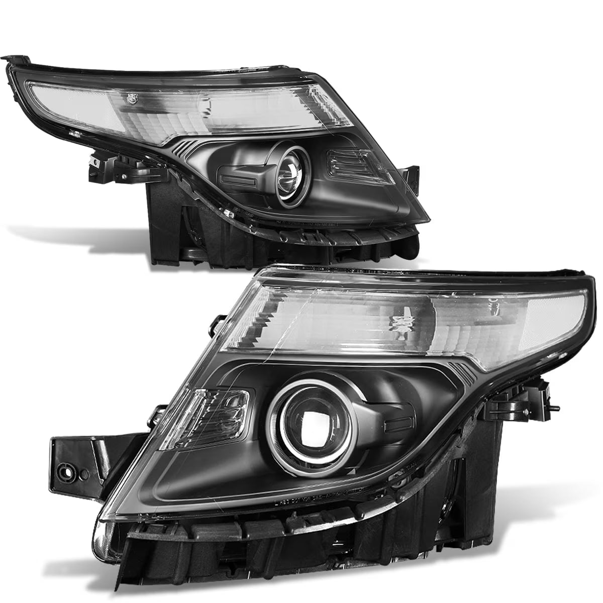 DNA Motoring For 2011-2015 Ford Explorer Projector Headlight Lamps Pair Black Clear Replacement