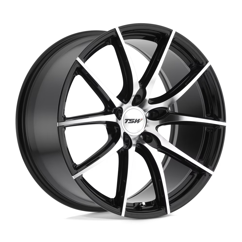 Tsw Sprint 18X8.5 5X120 40Et 76.1Cb Gloss Black W/ Mirror Cut Face Wheel