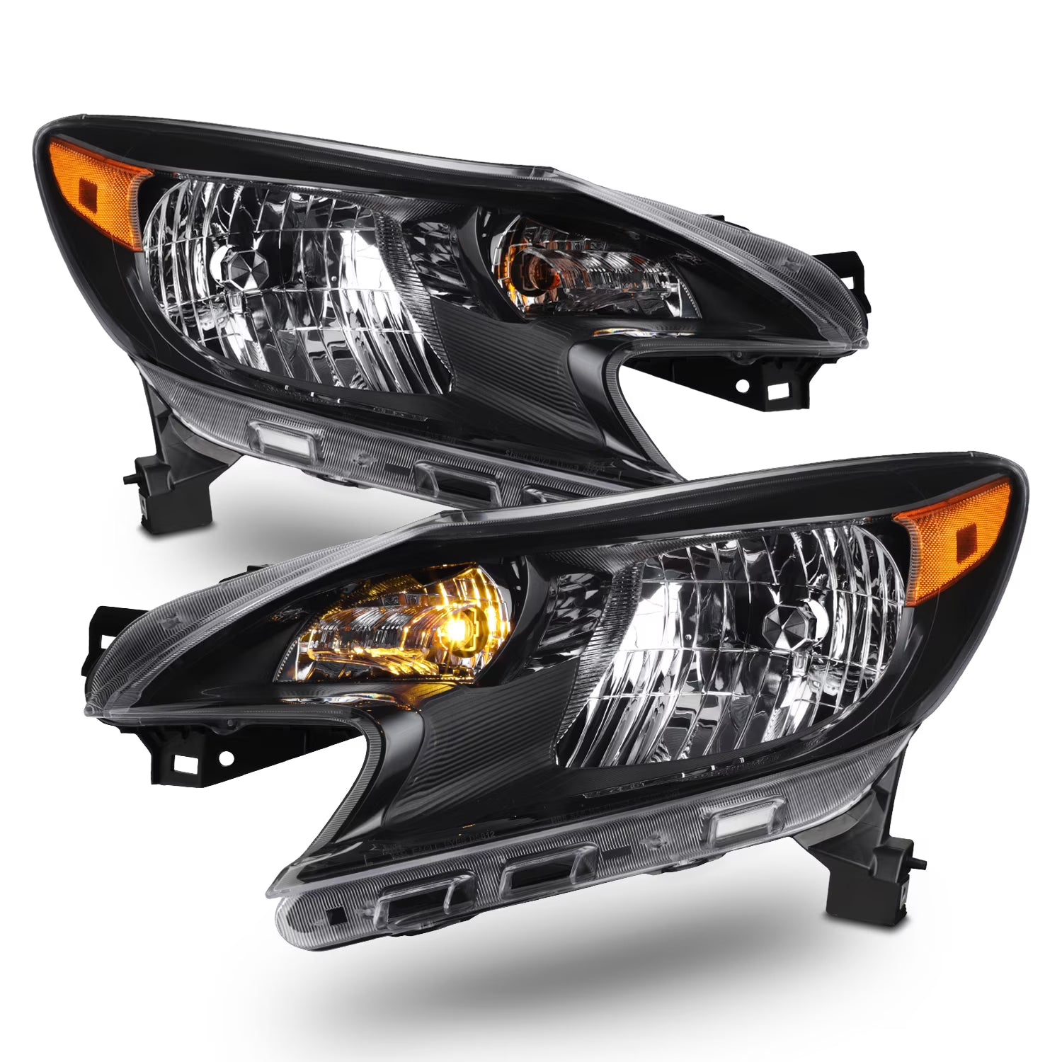 AKKON - Fits 2014 2015 2016 Nissan Versa Note Black Headlights Headlamps Pair Driver Left + Passenger Right 14 15 16