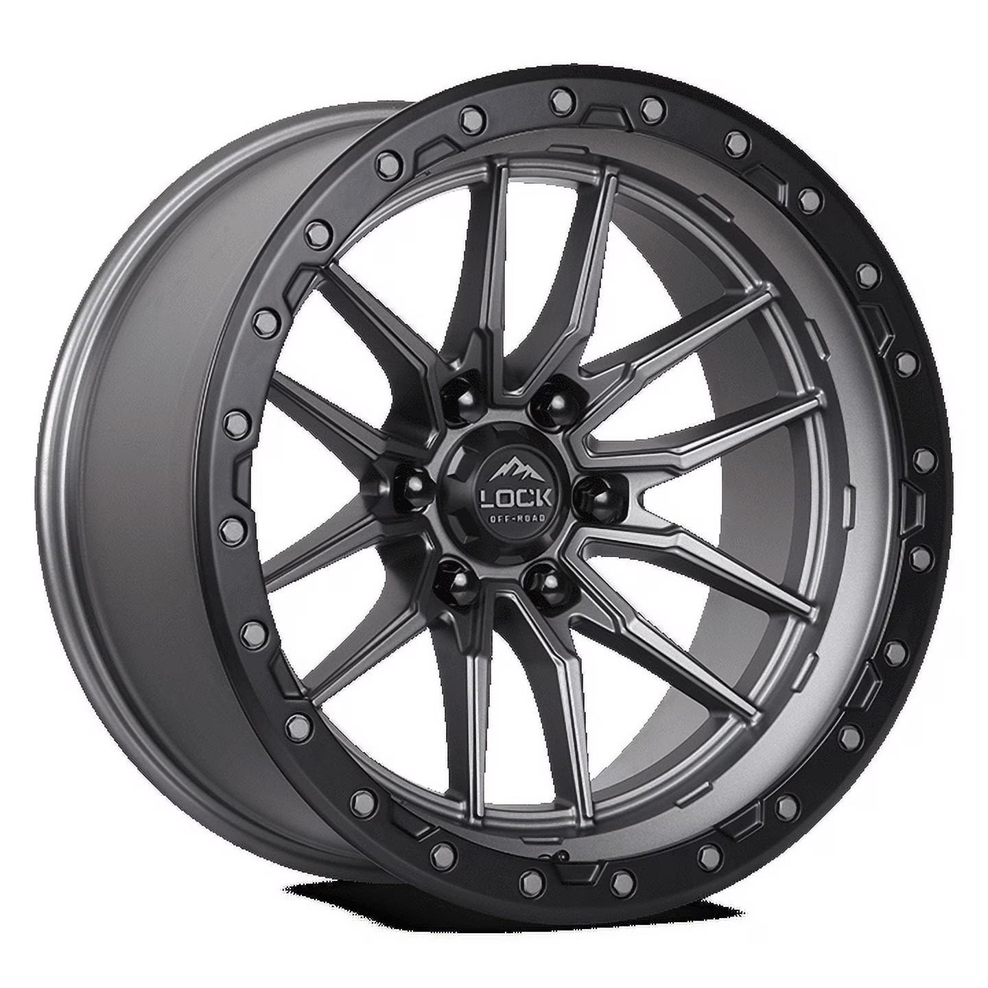 Lock Offroad Krawler 17x9 6x139.7 -12et 106.2 Matte Gray w/ Matte Black Ring